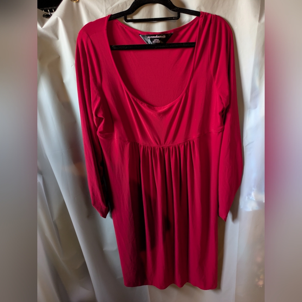 Norma Kamali Vibrant Red Long Sleeve Dress